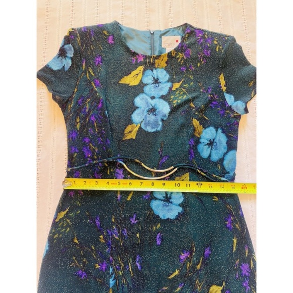 90's‎ Lurex Metallic Shimmer Floral Fitted Maxi Dress. Size 5/6. Front Slit. - Picture 9 of 11